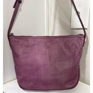 American Leather Co Plum Satchel Shoulder Bag Handbag Purse Purple